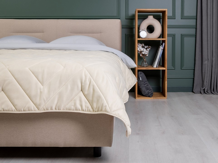 Кровать Nuvola-8 NEW 160x190 Ткань: Рогожка Тетра Ореховый - Кровать в лаконичном стиле с горизонтальной отстрочкой  в изголовье