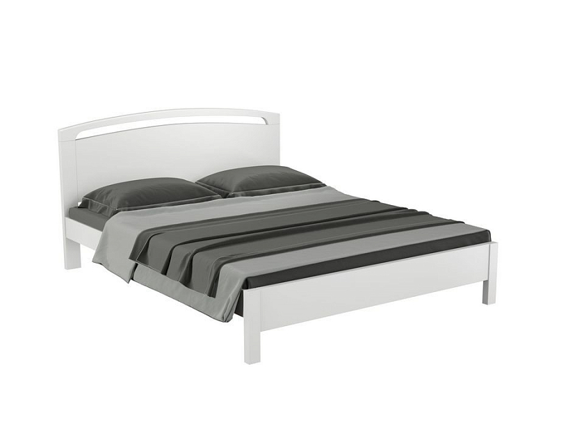 Кровать Веста 1-тахта-R 160x200 Массив (сосна) Белая эмаль - Кровать из массива с одинарной резкой в изголовье.