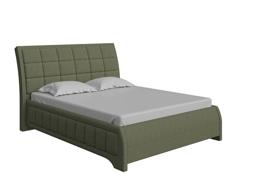 Кровать Foros 160x200 Экокожа/Ткань Черный (TM-6)/Лофти Лён - Кровать необычной формы в стиле арт-деко.