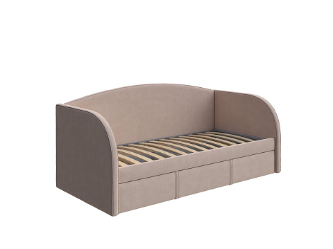 Кровать 90х200 Hippo-Софа c выкатным ящиком - Удобная детская кровать с бельевым ящиком в мягкой обивке