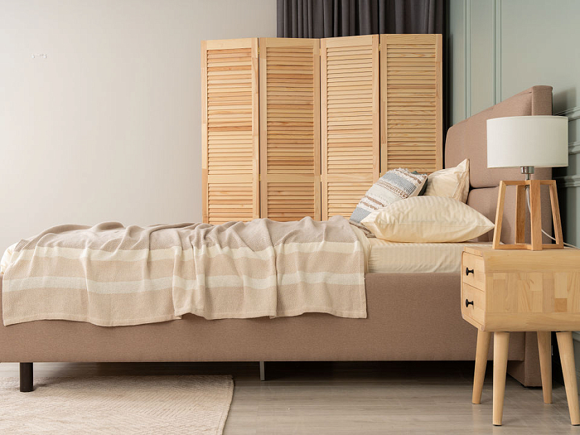 Кровать Malina 80x190 Ткань: Рогожка Тетра Яблоко - Изящная кровать без встроенного основания из массива сосны с мягкими элементами.