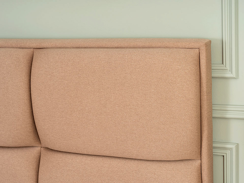 Кровать Malina 120x200 Ткань: Рогожка Тетра Имбирь - Изящная кровать без встроенного основания из массива сосны с мягкими элементами.