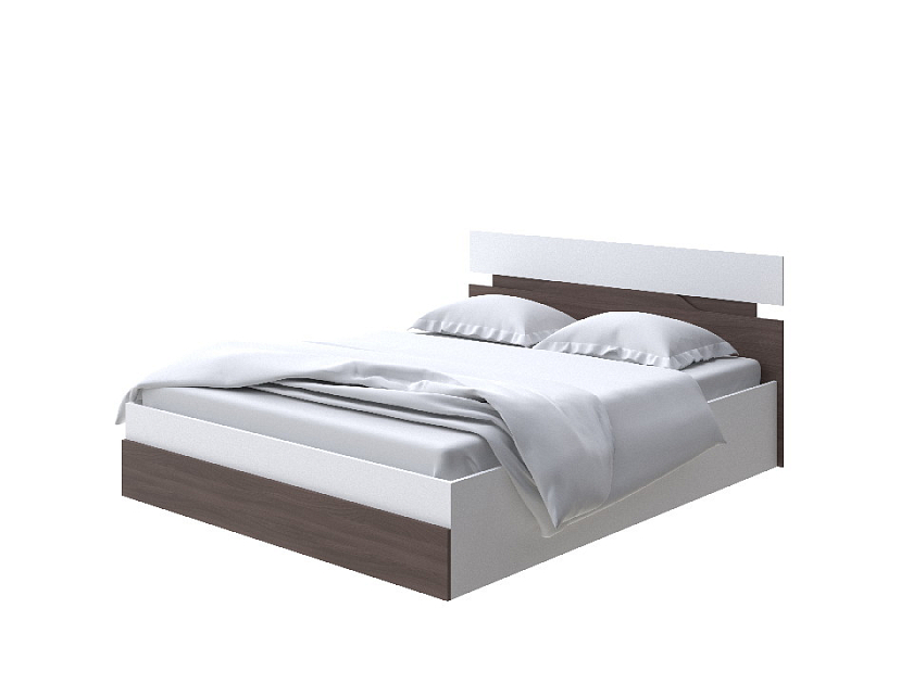 Кровать Milton с подъемным механизмом 140x200 ЛДСП Белый/Ясень Шимо Темный - Современная кровать с подъемным механизмом.