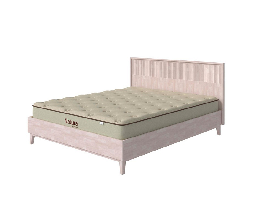 Кровать Tempo 90x190 Массив (бук) Масло-воск Беленый - Кровать из массива с вертикальной фрезеровкой и декоративным обрамлением изголовья