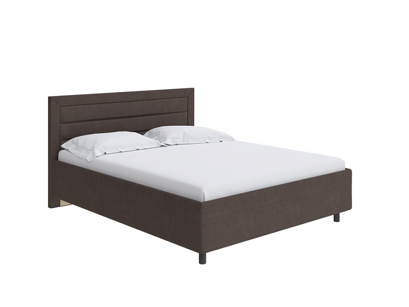Кровать Next Life 2 80x200 Экокожа Черный с белым - Cтильная модель в стиле минимализм с горизонтальными строчками