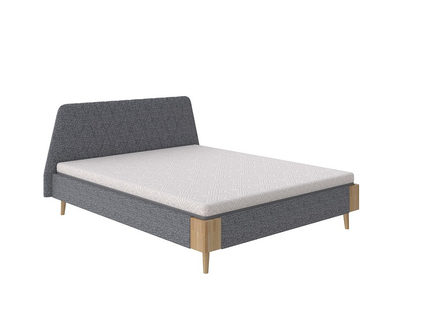 Кровать Lagom Hill Soft 200x200 Ткань/Массив Beatto Маренго/Масло-воск Natura (бук) - Оригинальная кровать в обивке из мебельной ткани.