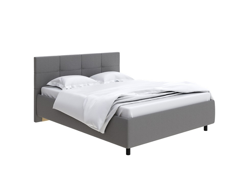 Кровать Next Life 1 90x200 Ткань: Рогожка Тетра Голубой - Современная кровать в стиле минимализм с декоративной строчкой