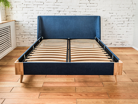 Серая кровать Lagom Side Soft - Оригинальная кровать в обивке из мебельной ткани.