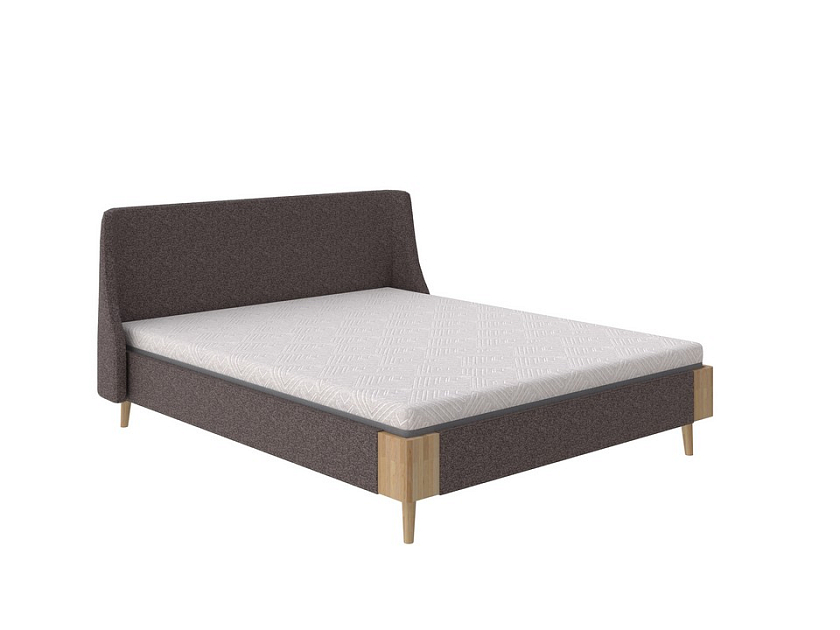 Кровать Lagom Side Soft 200x200 Ткань/Массив Beatto Арабика/Масло-воск Natura (бук) - Оригинальная кровать в обивке из мебельной ткани.