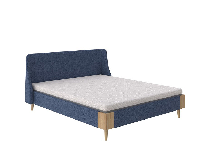 Кровать Lagom Side Soft 80x190 Ткань/Массив Beatto Атлантика/Масло-воск Natura (бук) - Оригинальная кровать в обивке из мебельной ткани.