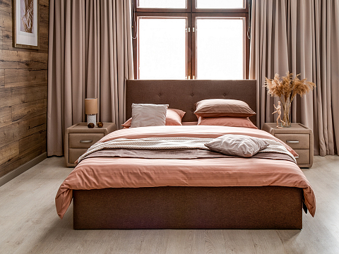 Кровать Кинг Сайз Forsa - Универсальная кровать с мягким изголовьем, выполненным из рогожки.