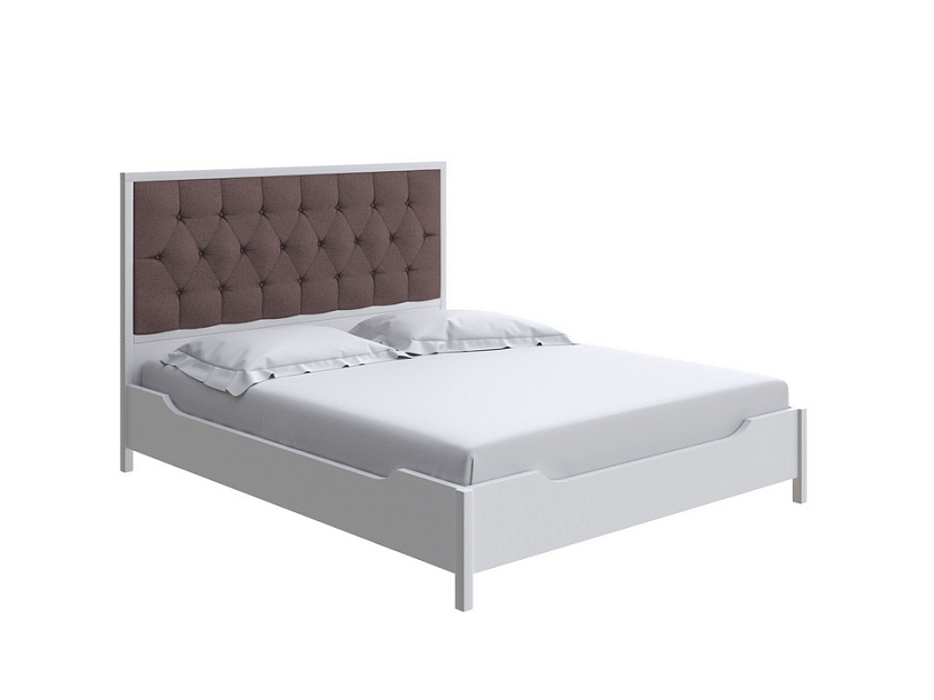 Кровать Vester 200x220 Ткань/Массив Лама Шоколад/Белая эмаль (сосна) - Современная кровать со встроенным основанием