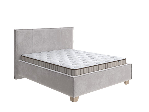 Кровать Кинг Сайз Hygge Line - Мягкая кровать с ножками из массива березы и объемным изголовьем