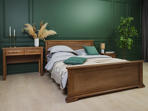 Кровать Кинг Сайз Milena-М - Модель из маcсива. Изголовье украшено декоративной резкой.