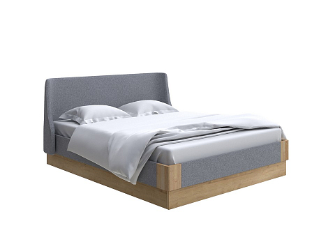 Белая двуспальная кровать Lagom Side Soft с подъемным механизмом - Кровать со встроенным ПМ механизмом. 