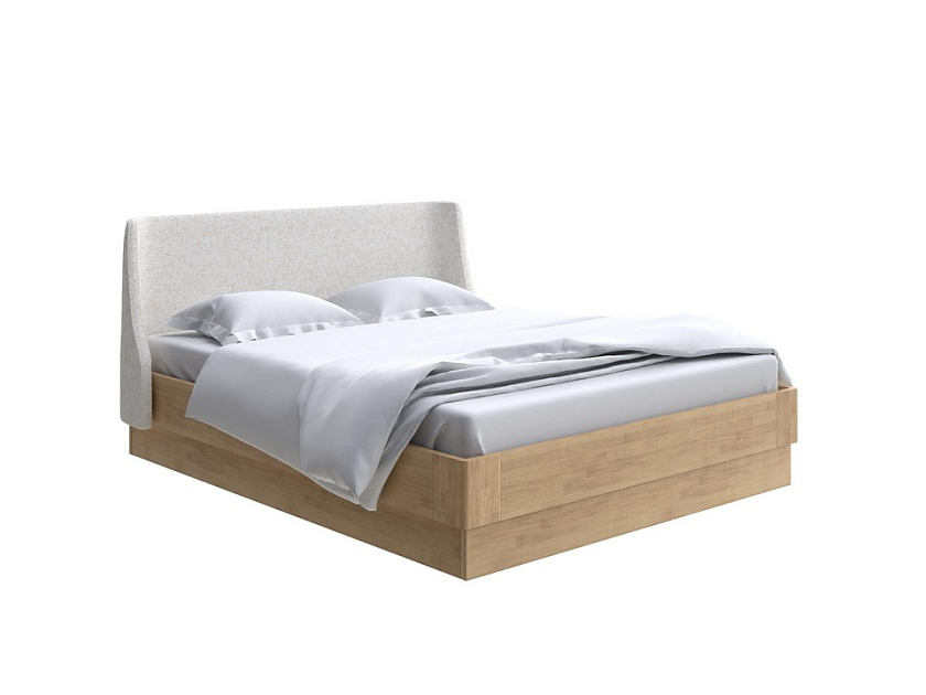 Кровать Lagom Side Wood с подъемным механизмом 160x200 Ткань/Массив (береза) Beatto Пастила/Масло-воск Natura - Кровать со встроенным ПМ механизмом. 