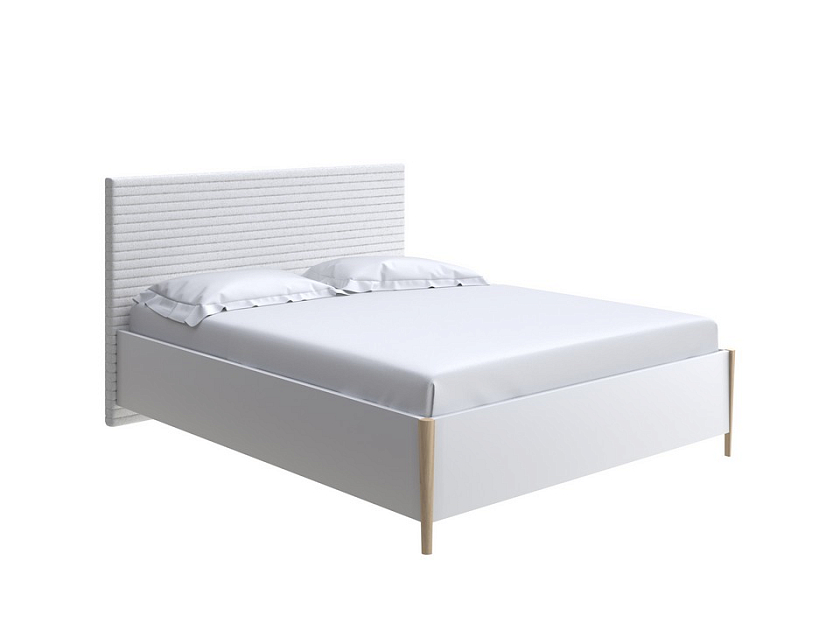 Кровать Rona 140x190 ЛДСП Венге+ткань Дуб Венге/Тетра Молочный - Классическая кровать с геометрической стежкой изголовья