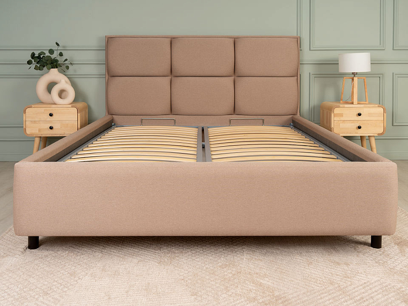 Кровать Malina 200x220 Ткань: Флок Бентлей Айвори - Изящная кровать без встроенного основания из массива сосны с мягкими элементами.