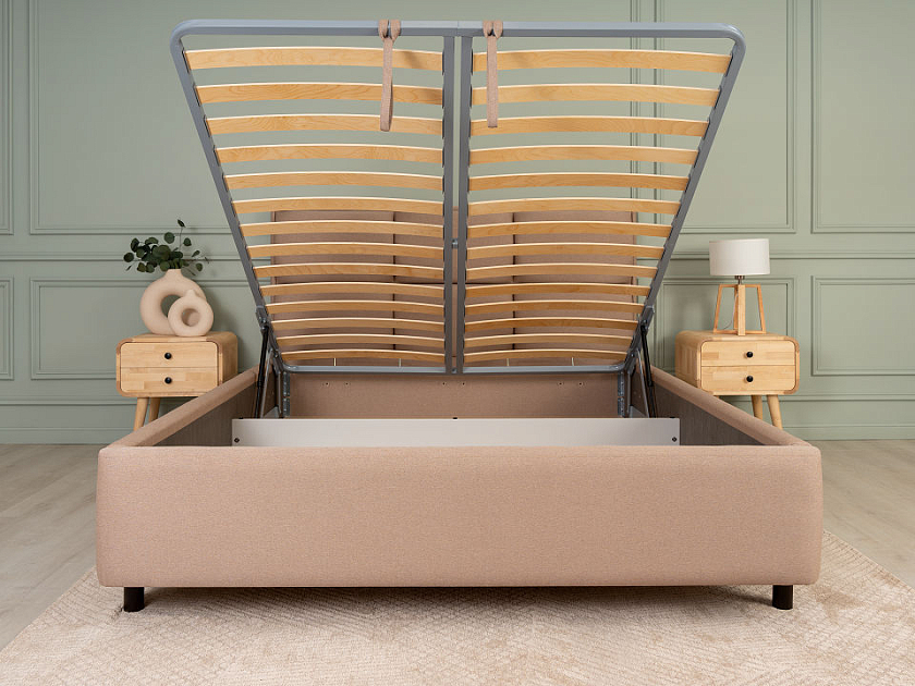 Кровать Malina 160x200 Ткань: Флок Бентлей Светло-серый - Изящная кровать без встроенного основания из массива сосны с мягкими элементами.