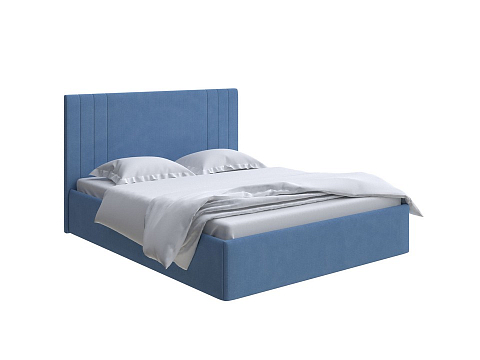 Синяя кровать Liberty - Аккуратная мягкая кровать в обивке из мебельной ткани