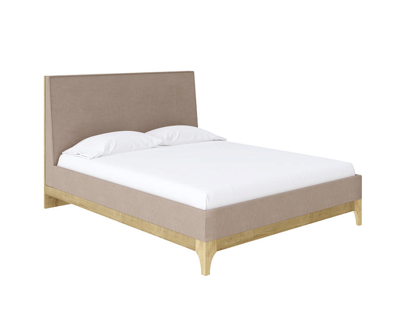 Кровать Odda 200x200  Белый Жемчуг/Тетра Слива - Мягкая кровать из ЛДСП в скандинавском стиле