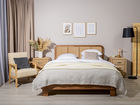 Большая кровать Hemwood - Кровать из натурального массива сосны с мягким изголовьем