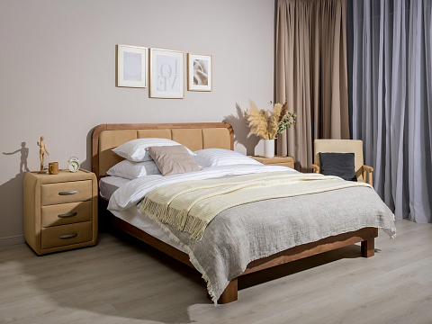 Односпальная кровать Hemwood - Кровать из натурального массива сосны с мягким изголовьем