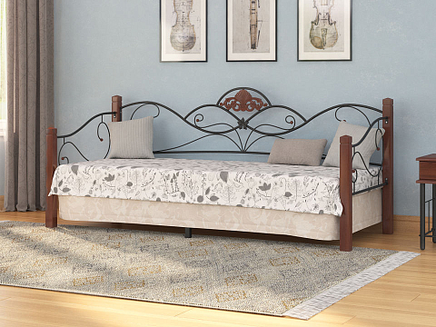 Кровать с высоким изголовьем Garda 2R-Софа - Кровать-софа из массива березы с фигурной металлической решеткой. 
