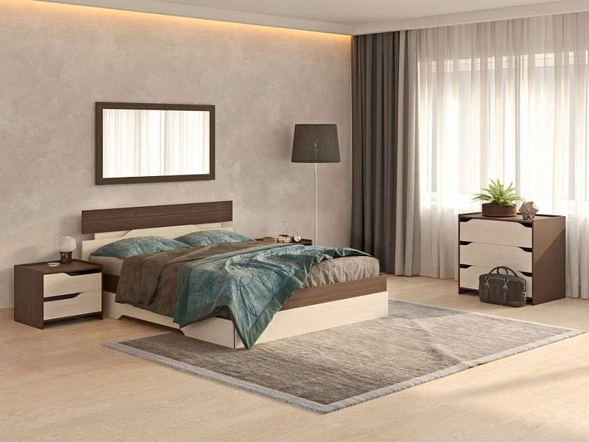 Кровать Milton 90x190 ЛДСП Дуб Венге - Современная кровать с оригинальным изголовьем.