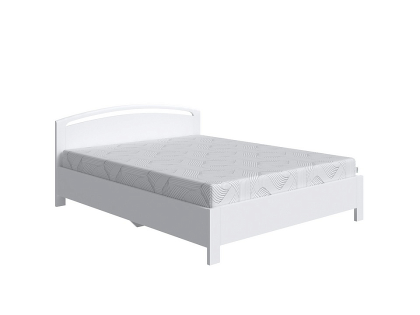 Кровать Веста 1-R с подъемным механизмом 120x190 Массив (сосна) Белая эмаль - Современная кровать с изголовьем, украшенным декоративной резкой