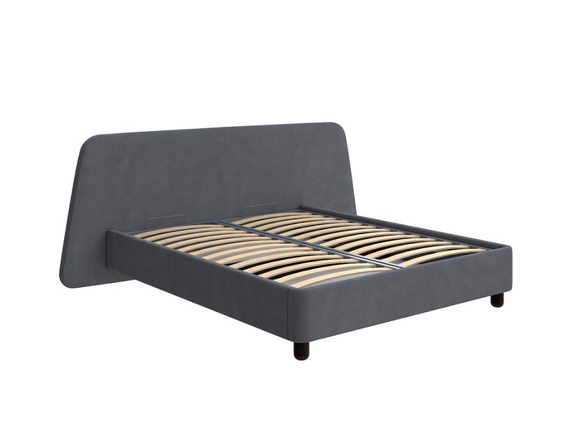 Кровать Sten Berg Right 160x190 Ткань/Массив (береза) Тетра Графит/Венге - Мягкая кровать с необычным дизайном изголовья на правую сторону