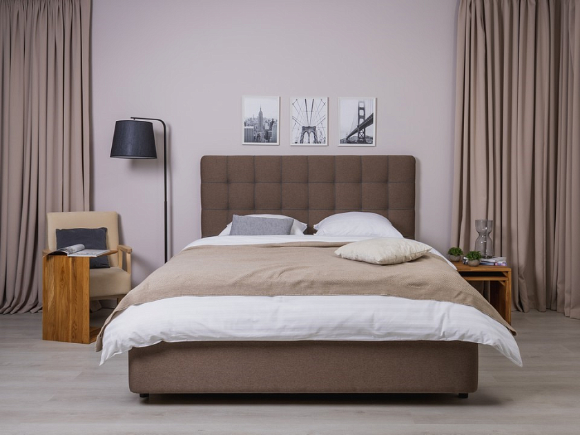 Кровать Leon 90x190 Экокожа/Ткань Тетра Розовый/Темно-серый - Современная кровать, украшенная декоративным кантом.