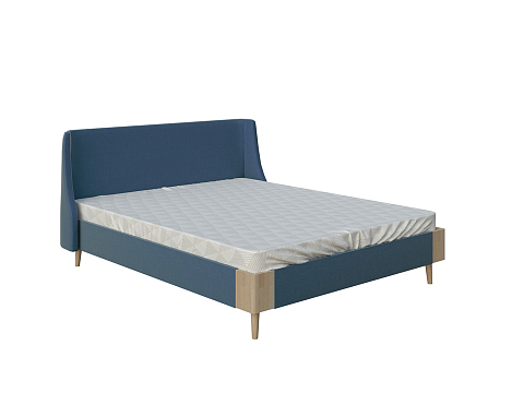 Белая кровать Lagom Side Soft - Оригинальная кровать в обивке из мебельной ткани.