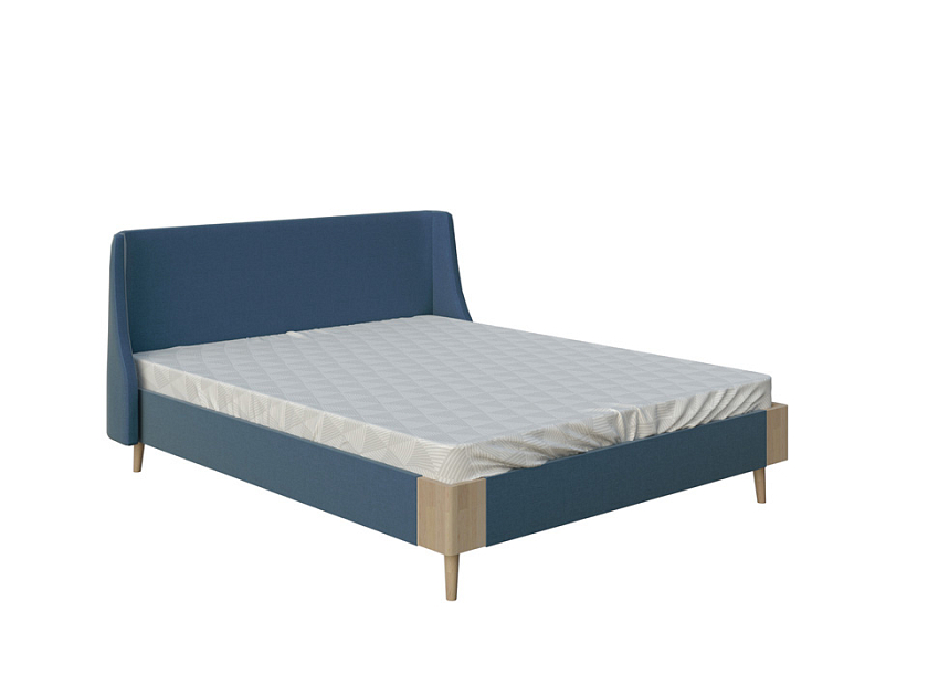 Кровать Lagom Side Soft 120x200 Ткань/Массив (береза) Levis 85 Серый/Масло-воск Natura (Береза) - Оригинальная кровать в обивке из мебельной ткани.