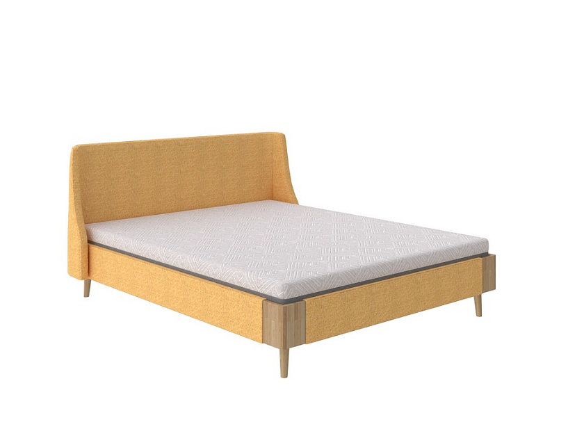 Кровать Lagom Side Soft 90x190 Ткань/Массив Beatto Куркума/Масло-воск Natura (бук) - Оригинальная кровать в обивке из мебельной ткани.