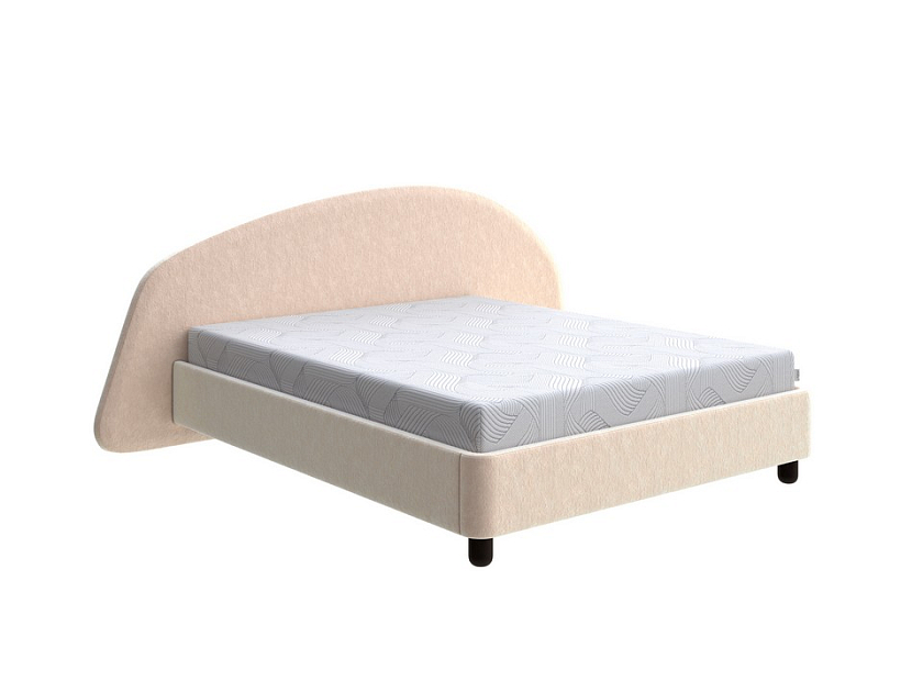 Кровать Sten Bro Right 160x200 Ткань/Массив (береза) Бентлей Песок/Венге - Мягкая кровать с округлым изголовьем на правую сторону