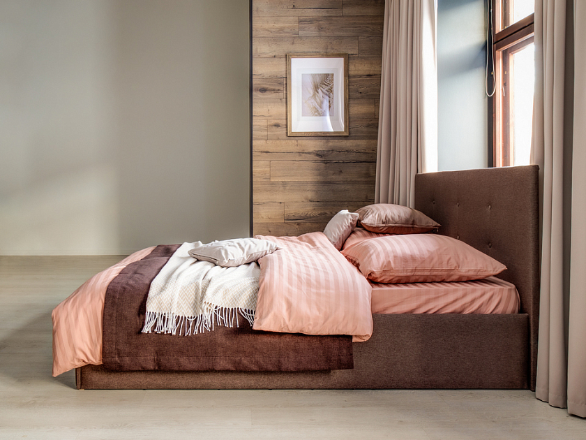 Кровать Forsa 180x200 Ткань: Велюр Casa Лунный - Универсальная кровать с мягким изголовьем, выполненным из рогожки.