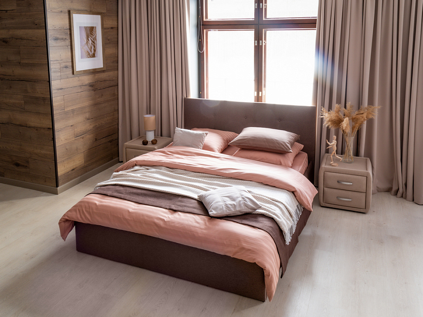 Кровать Forsa 140x200 Ткань: Велюр Casa Лунный - Универсальная кровать с мягким изголовьем, выполненным из рогожки.
