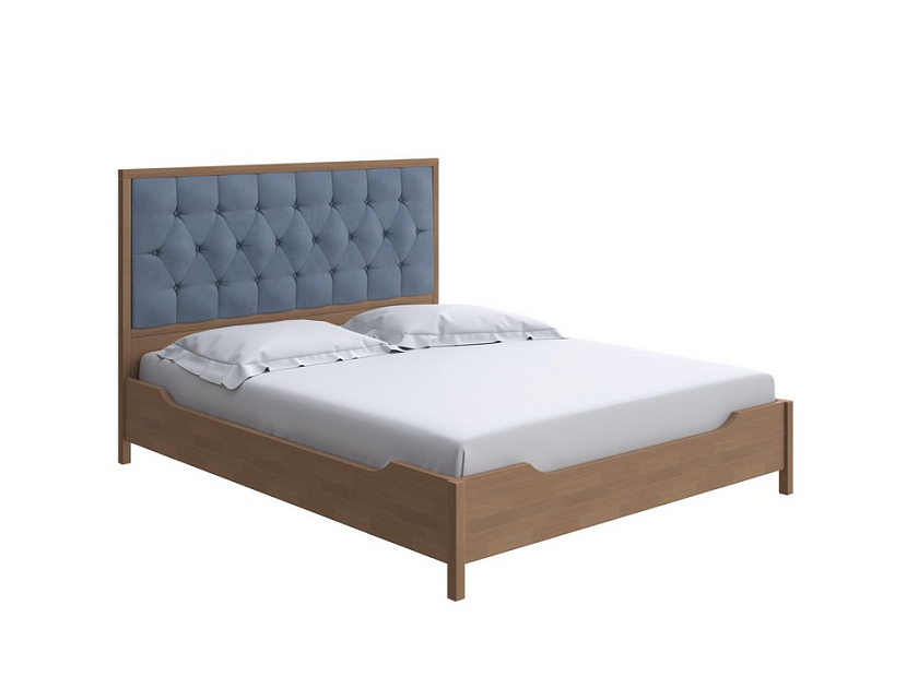 Кровать Vester 160x200 Ткань/Массив Diva Светло-серый/Антик (сосна) - Современная кровать со встроенным основанием