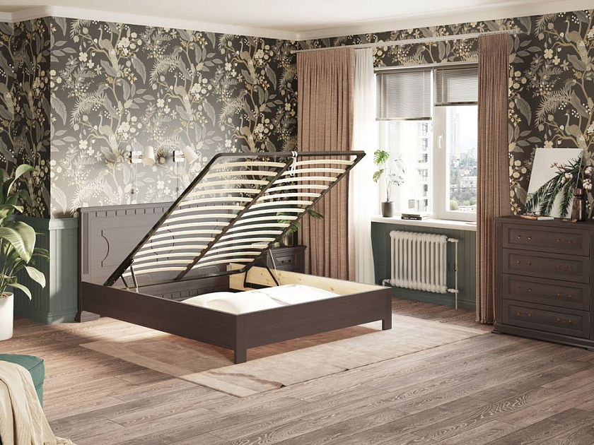 Кровать Milena-М-тахта с подъемным механизмом 180x210 Массив (сосна) Орех - Кровать в классическом стиле из массива с подъемным механизмом.