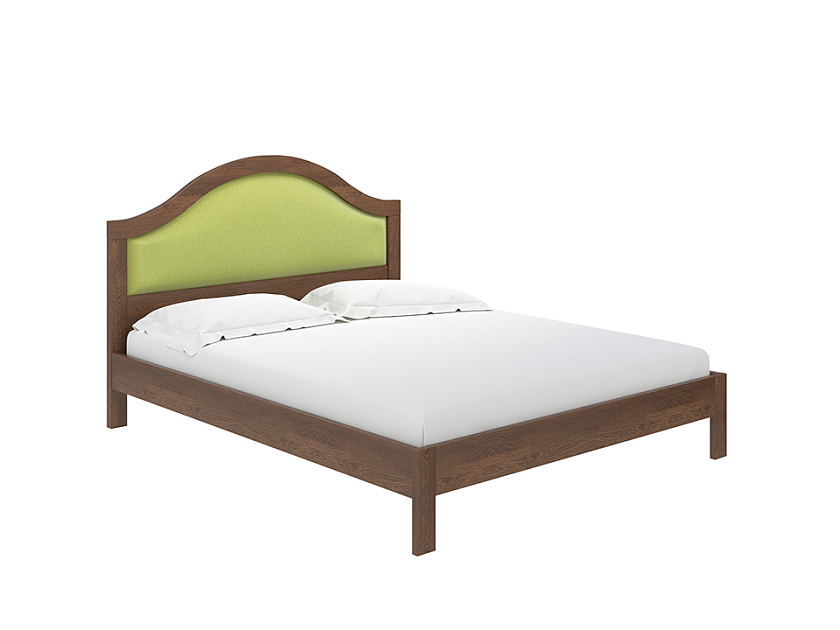 Кровать Ontario 80x180 Ткань/Массив Тетра Яблоко/Орех (сосна) - Уютная кровать из массива с мягким изголовьем